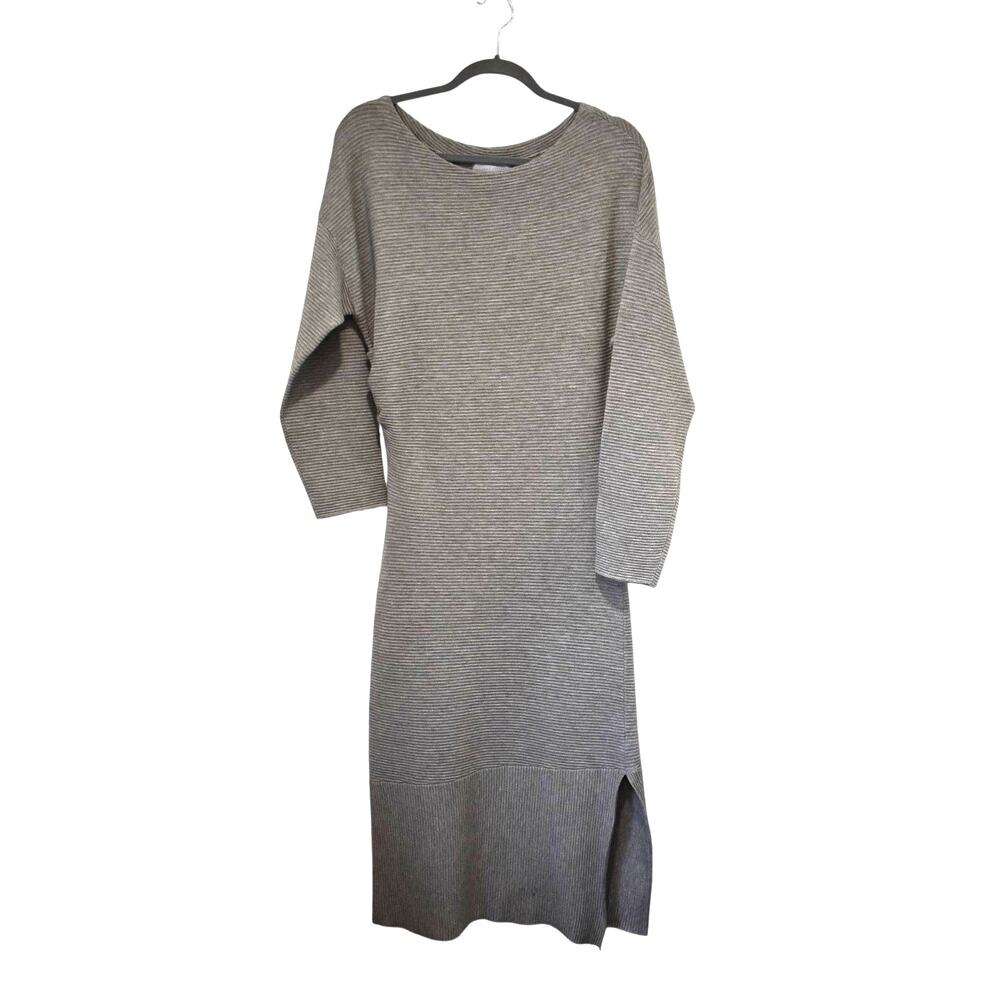 Modern Citizen Sweater Dress Size Medium Gray Ribbed Scoop Neck Long Midi Nylon